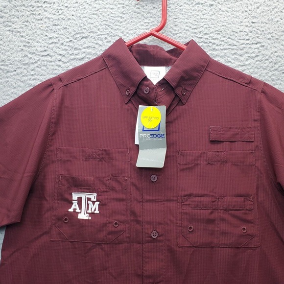 Proedge By Knights Apparel Fishing Shirt Mens S Dark Red Uni Of Texas ATM Aggies - Picture 3 of 8
